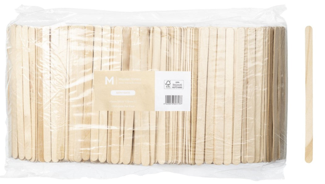 Wooden Beverage Stirrer Sticks - Natural, 10x 175mm Long