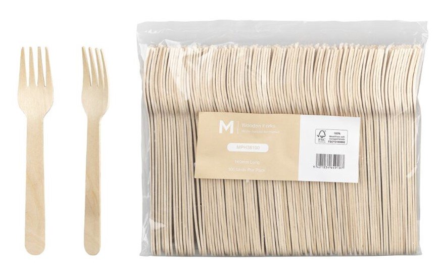 Wooden Fork - Natural, 160mm Long (1000) *Long Tooth Fork