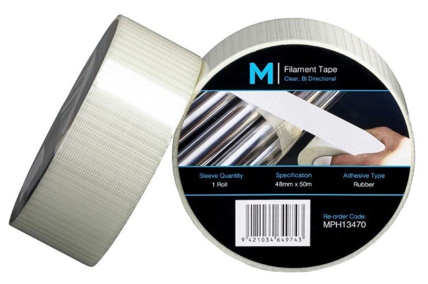 Bi Directional Filament Tape - Clear, 48mm x 50m x 140mu (18) - Sailcity Packaging