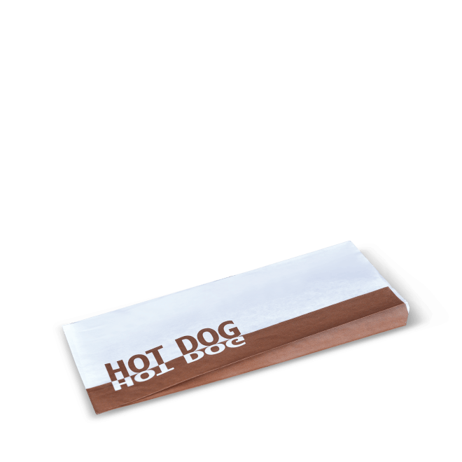 Hot Dog Printed Greaseproof Satchel - 1 Ply 95 x 45 x 257mm Qty 500 - Sailcity Packaging