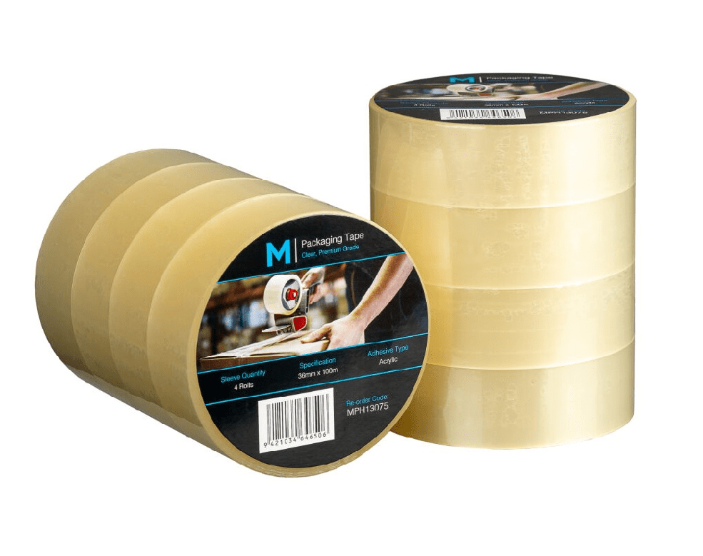 Premium Acrylic Packaging Tape - Clear, 36mm x 100m x 55mu (48) - Sailcity Packaging