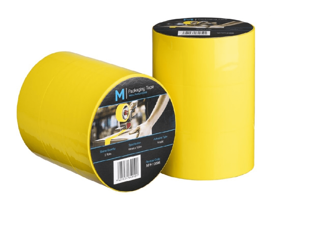 Premium Acrylic Packaging Tape - Yellow, 48mm x 100m x 55mu (36) - Sailcity Packaging