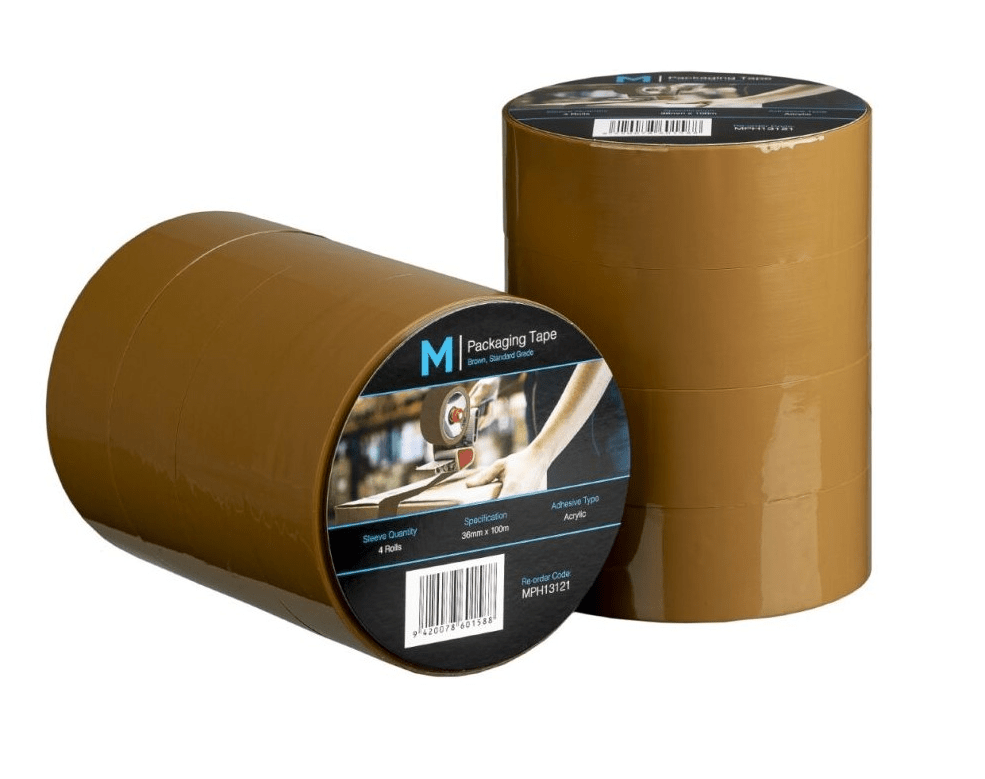 Regular Acrylic Packaging Tape - Brown, 36mm x 100m x 45mu (48) - Sailcity Packaging
