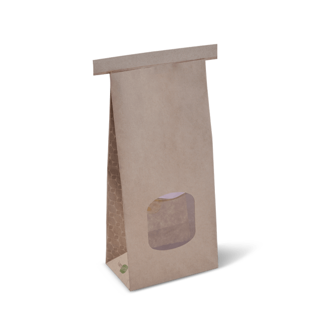 Retail Tin Tie Bags Eco Friendly - With Window Brown - Sailcity Packaging