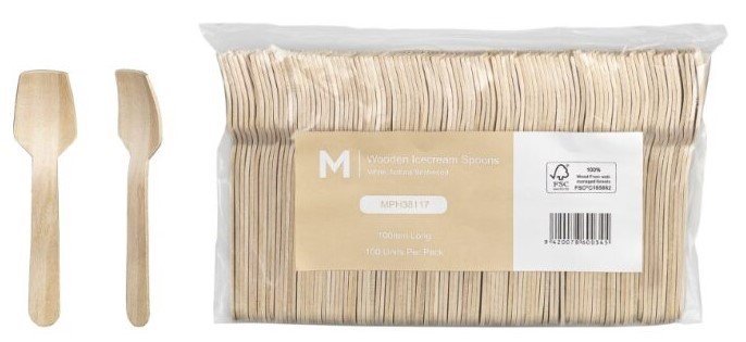 Wooden Icecream Spoon - Natural, 100mm Long - Sailcity Packaging