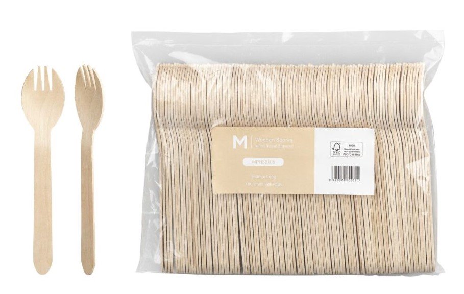 Wooden Spork - Natural, 160mm Long