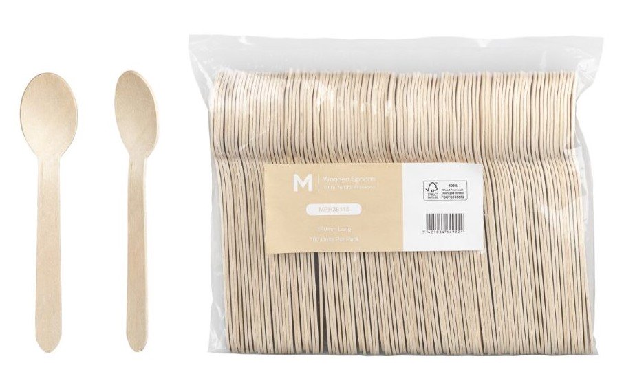 Wooden Dessert Spoon - Natural, 160mm Long
