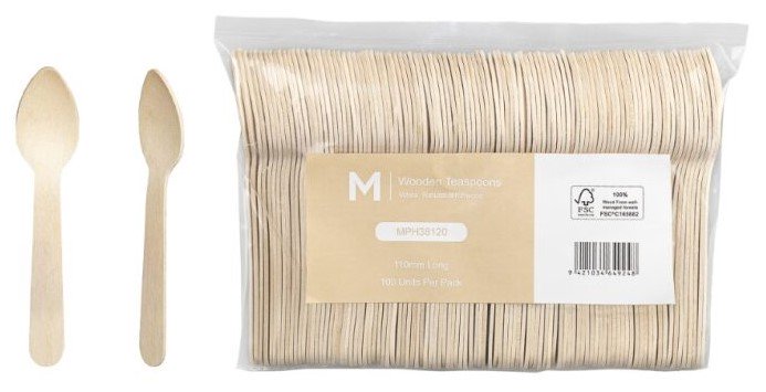 Wooden Teaspoon - Natural, 110mm Long