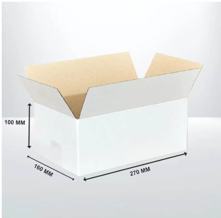 100X Mailing Box 270x160x100mm White RSC Regular Slotted Shipping Carton