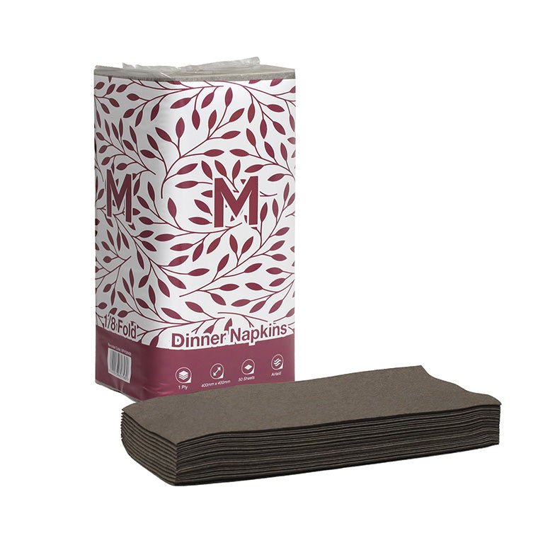 Airlaid Dinner Napkins 1/8 Fold - Brown, 400x 400mm, 1 Ply - Sailcity Packaging