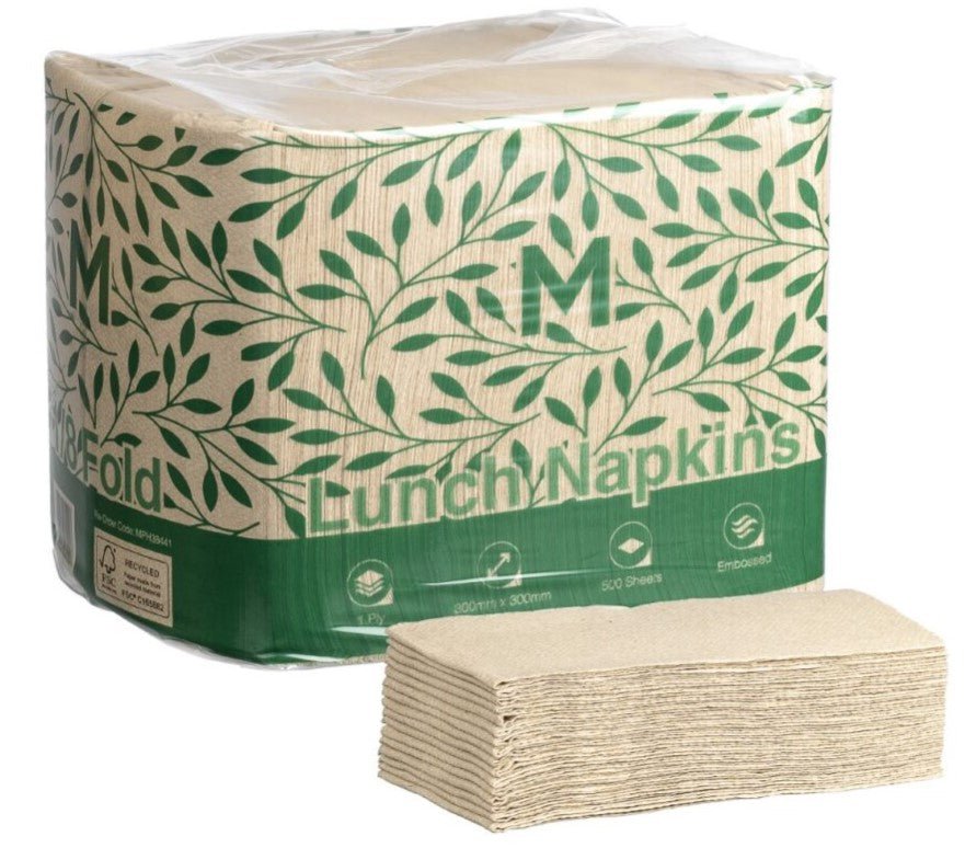 Embossed Lunch Napkins 1/8 Fold - Brown, 300x 300mm, 1 Ply - Sailcity Packaging