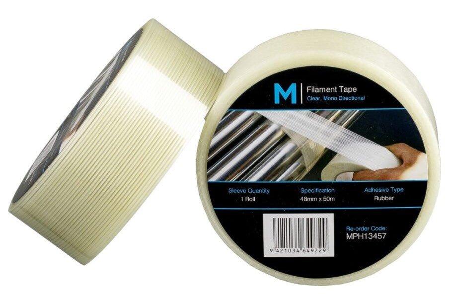 Mono Directional Filament Tape - Clear, 48mm x 50m x 140mu (18) - Sailcity Packaging