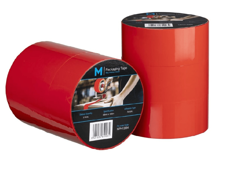 Premium Acrylic Packaging Tape - Red, 48mm x 100m x 55mu (36) - Sailcity Packaging