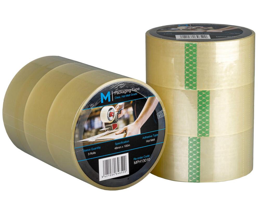 Premium Hot Melt Packaging Tape - Clear, 48mm x 100m x 50mu (36) - Sailcity Packaging