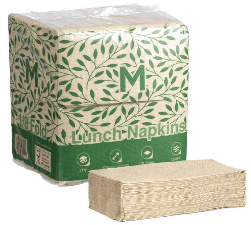 Quilted Lunch Napkins 1/8 Fold - Brown, 300x 300mm, 2 Ply - Sailcity Packaging