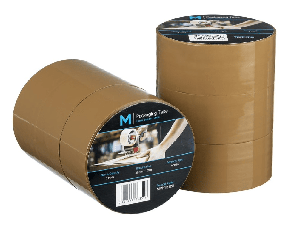 Regular Acrylic Packaging Tape - Brown, 48mm x 100m x 45mu (36) - Sailcity Packaging