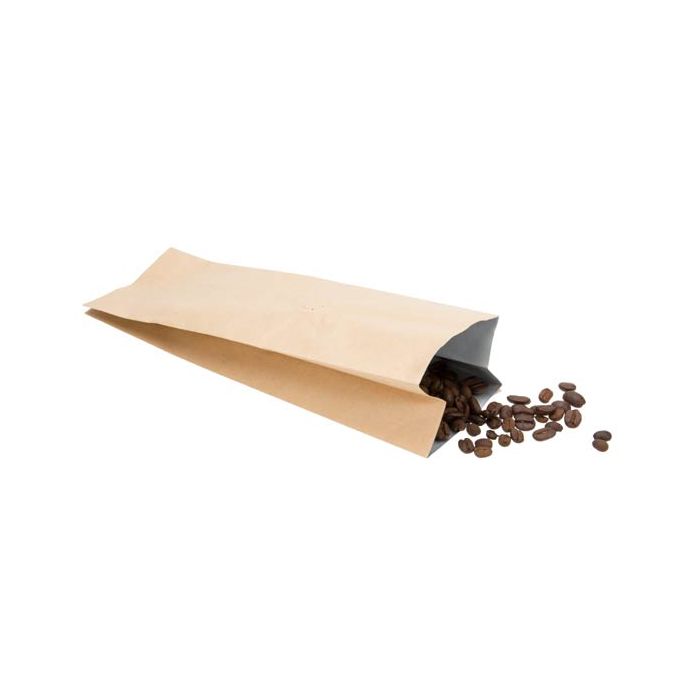 Side Seal Coffee Pouch Brown - Valve Top Heat Sealable - Material Specs: KRAFT Paper + VMPET + PE - Sailcity Packaging