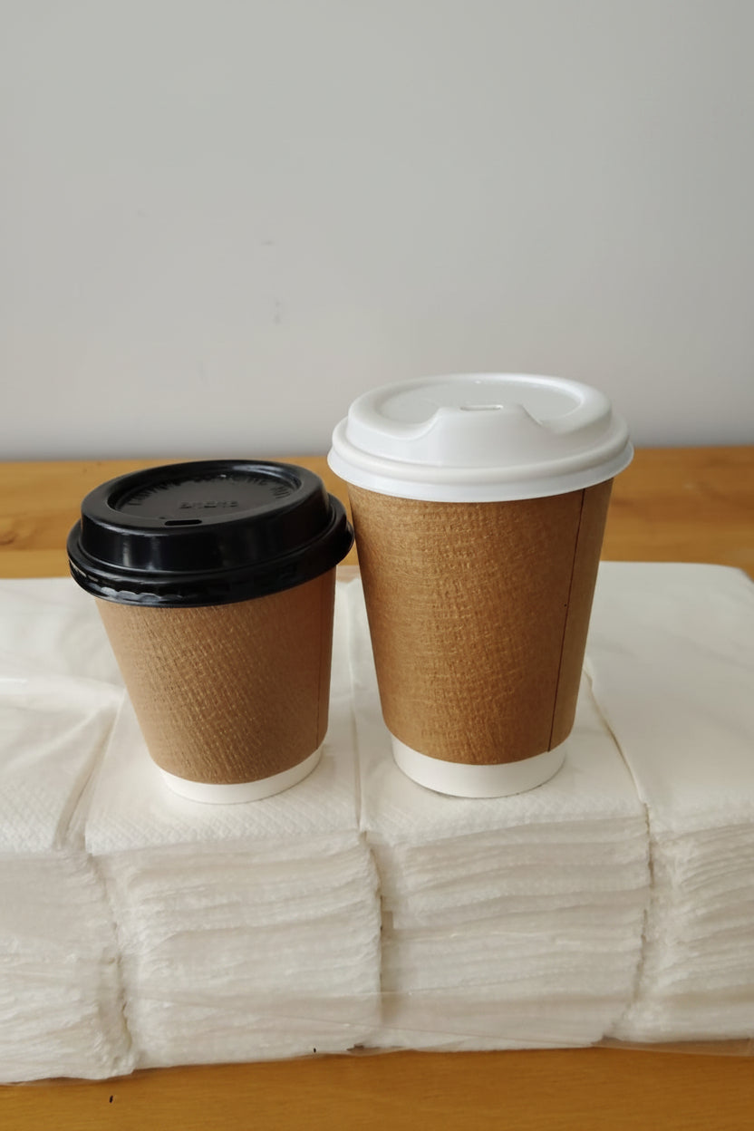 The Green Planet Bundle Cafe Pack - Double Wall Coffee Cups, Lids & Napkins - Sailcity Packaging